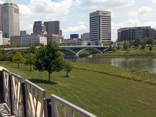 view from The Main Street Bridge in Columbus, Ohio